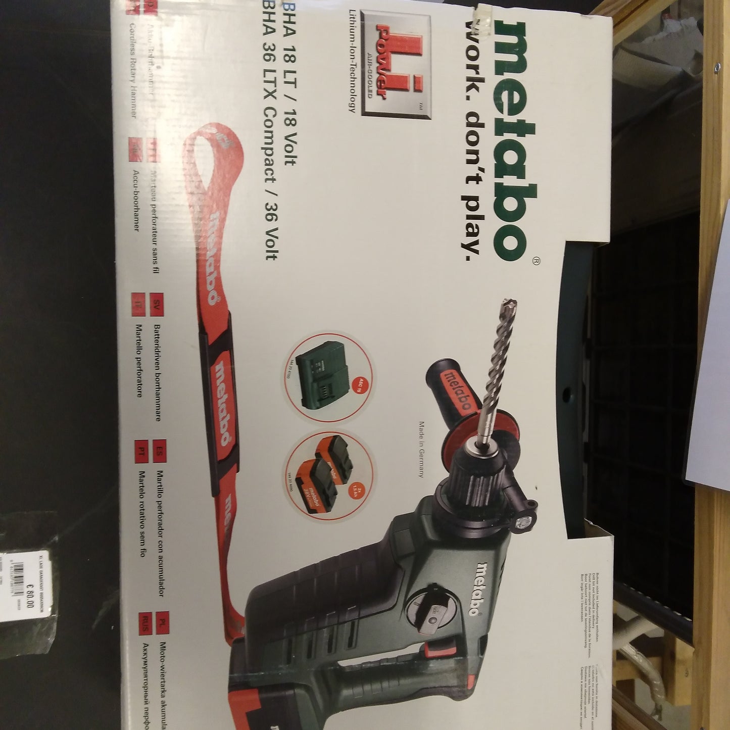 Metabo accu-boorhamer BHA 36 LTX COMPACT 2X 1.5 AH LI-POWER EXTREME
